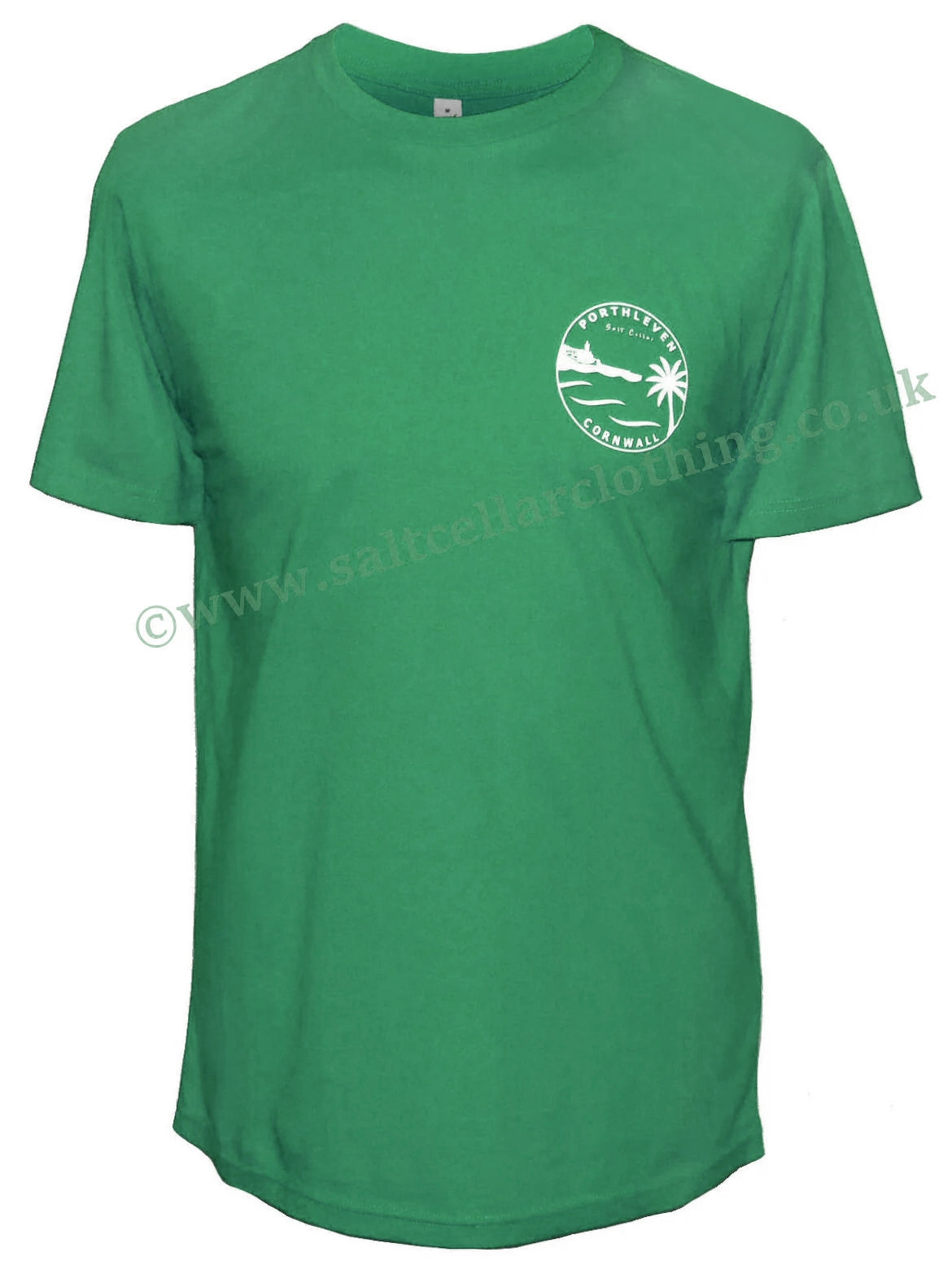 Salt Cellar Mens Porthleven Cornwall Print T-Shirt Green
