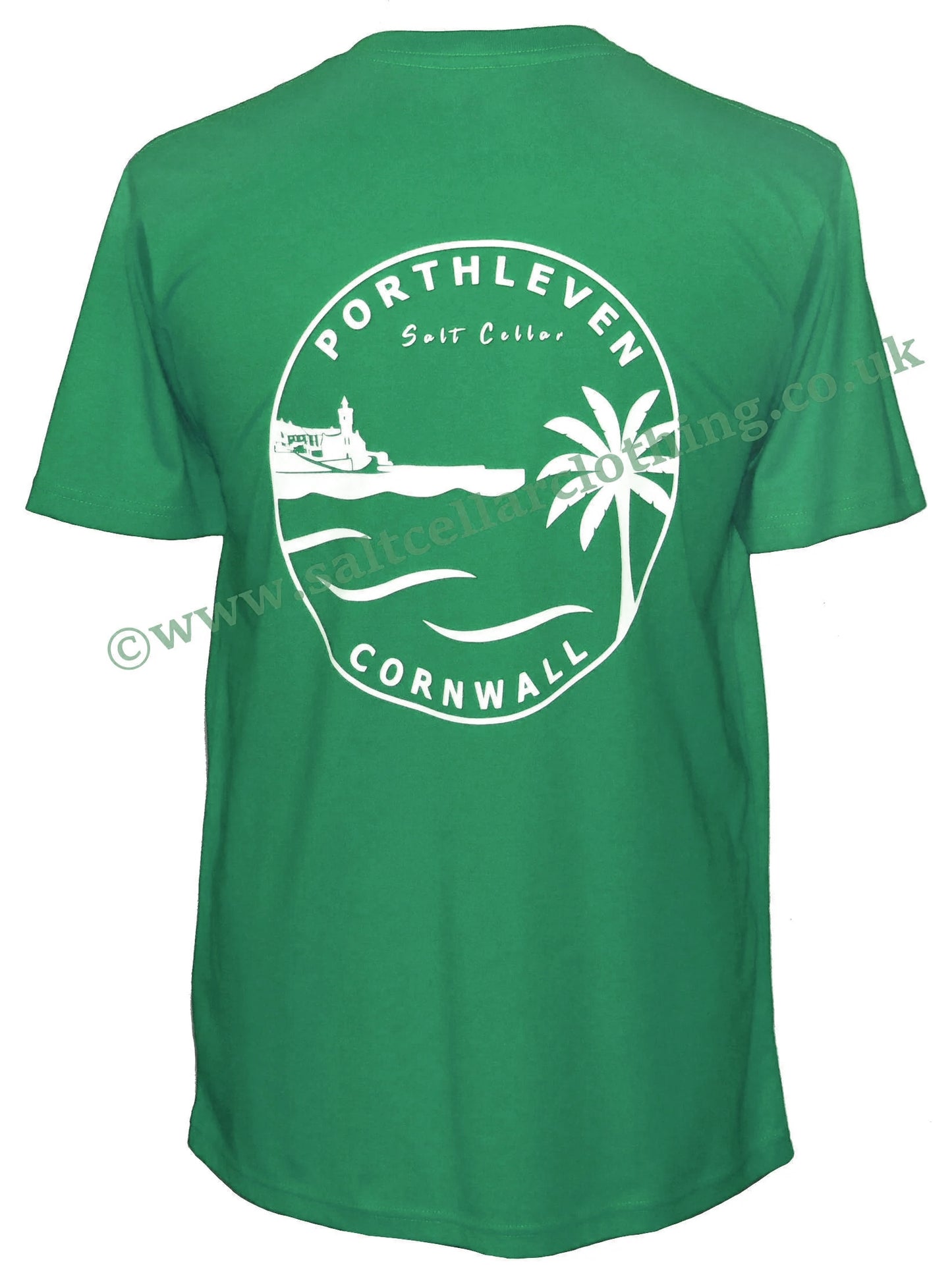 Salt Cellar Mens Porthleven Cornwall Print T-Shirt Green