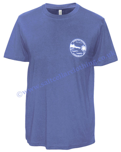 Salt Cellar Mens Porthleven, Cornwall Print T-Shirt - Denim Blue