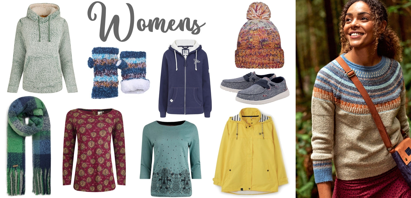 Clickable link to our Women's clothing products featuring brands including: Weird Fish, Saltrock, Lazy Jacks, Mudd & Water, Brakeburn and Lighthouse.