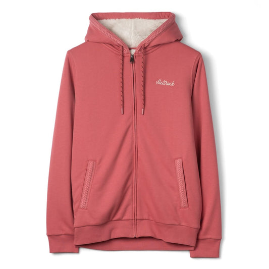 Main front view of a womens Saltrock full zip Borg lined Tamsin hoodie in Pink