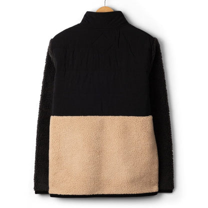 Back view of a men's Saltrock Rafe colour block zip fleece in black and beige.