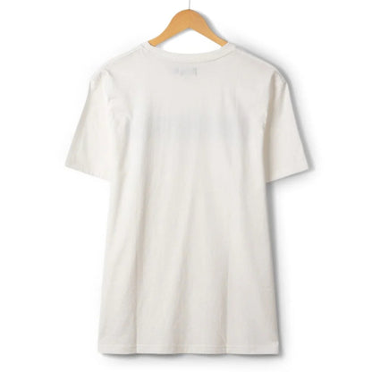 Back view of a mens Saltrock short sleeve Warp Surf Stripe t-shirt in cream .
