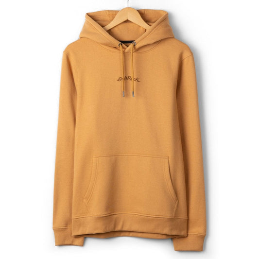 Front view of a mens Saltrock Open Finals Linear pop hoodie in yellow with small logo on the chest