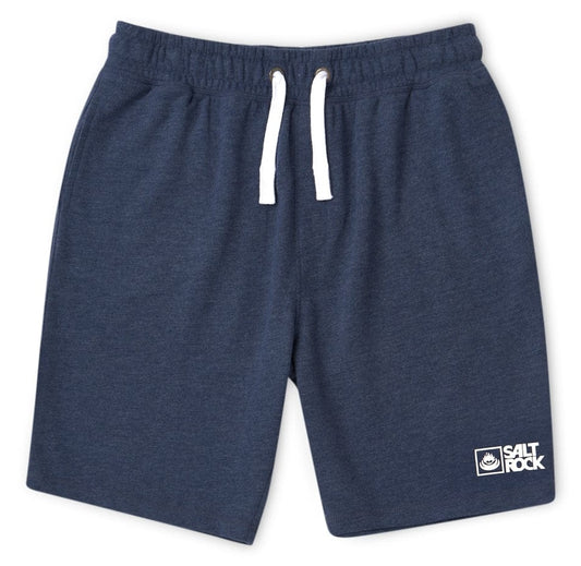 Front view of Saltrock men's Original essential sweat shorts in blue marl with white drawstring waist.