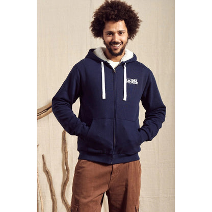 Saltrock Mens Original Faux Fur Lined Zip Hoodie Dark Blue