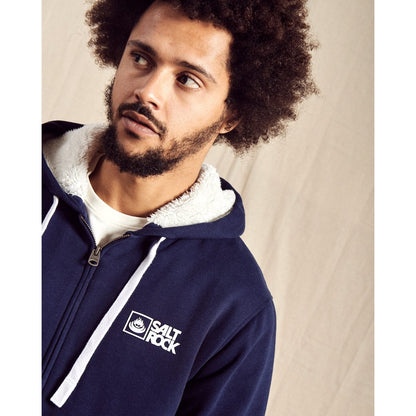 Saltrock Mens Original Faux Fur Lined Zip Hoodie Dark Blue