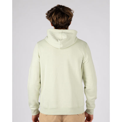 Back view of a man wearing a Saltrock Original pop hoodie in Light Green