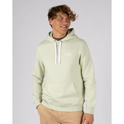 Front view of a man wearing a Saltrock Original pop hoodie in Light Green