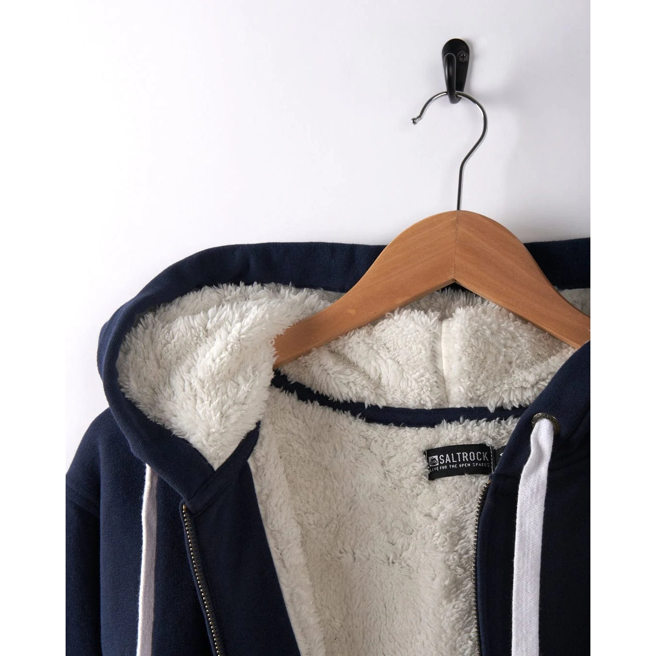 Saltrock Mens Original Faux Fur Lined Zip Hoodie Dark Blue