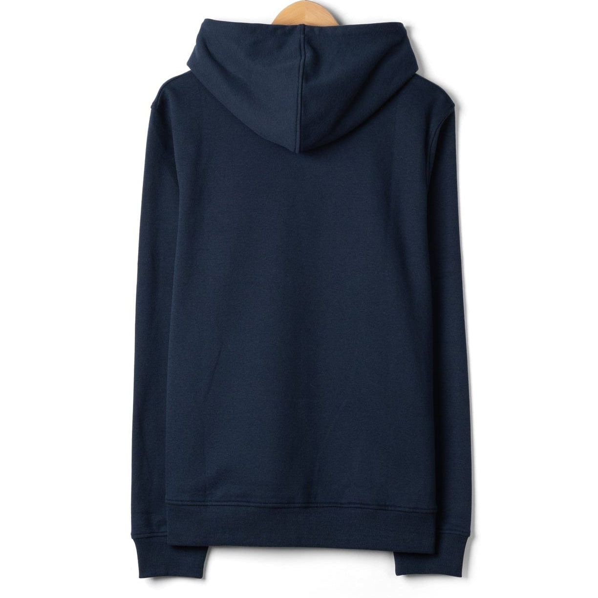 Back view of a navy blue Saltrock Tribal Stripe pop hoodie with elasticated cuffs and bottom hem