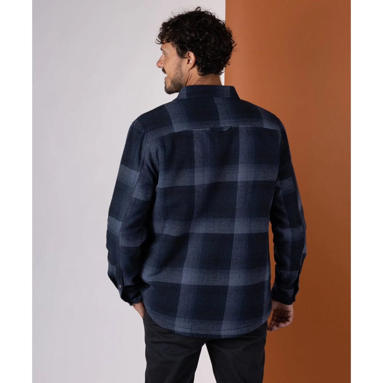 Saltrock Mens Woody Sherpa Lined Check Shacket Blue