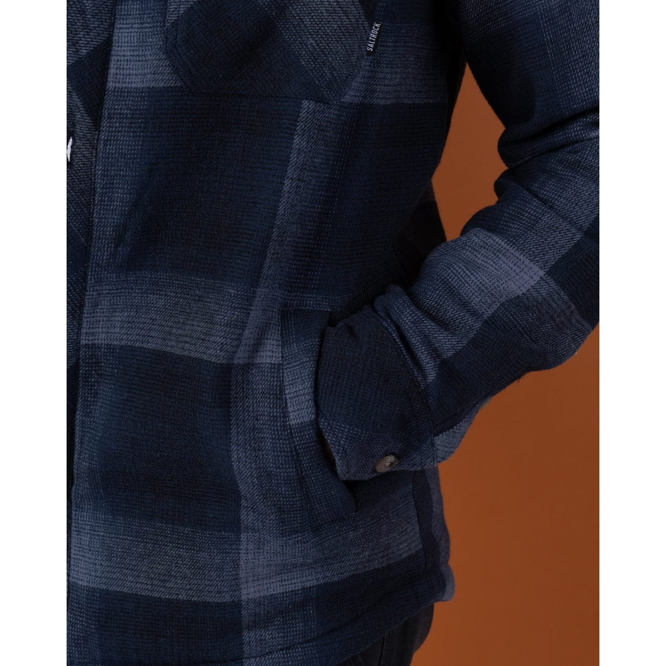 Saltrock Mens Woody Sherpa Lined Check Shacket Blue