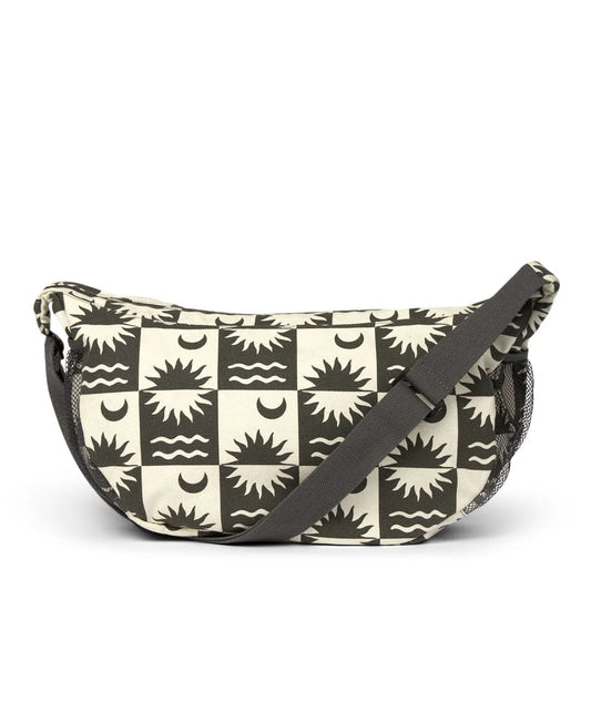 Saltrock sling bag cream with unique sun and wave pattern and adjustable strap for casual outings