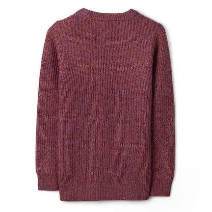 Back view of a womens Saltrock Lucy crew neck longline knitted jumper in purple.