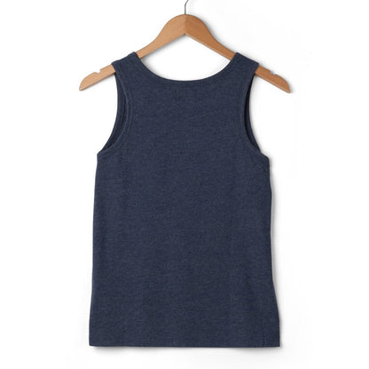 Back view of a womens Saltrock Velator essential vest in Blue Marl on a coat hanger with a white background