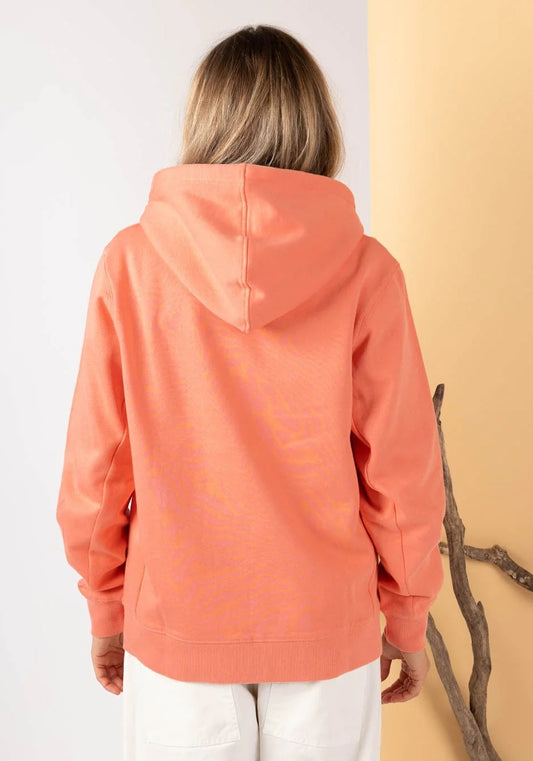 Back view of Saltrock womens coral zip hoodie with hood and long sleeves