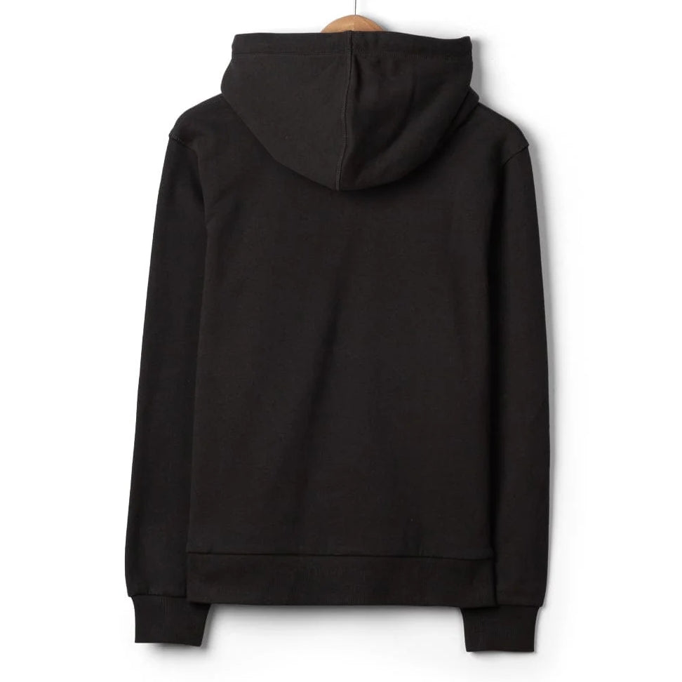Back view of a womens Saltrock Golden Hour dark grey pop hoodie on a white background