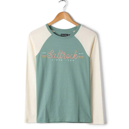 Saltrock Womens Links Waffle Long Sleeve T-Shirt Light Blue / Cream