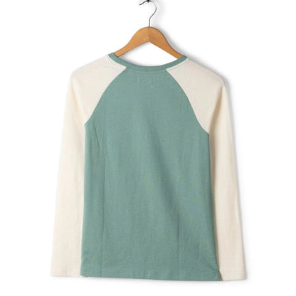 Saltrock Womens Links Waffle Long Sleeve T-Shirt Light Blue / Cream