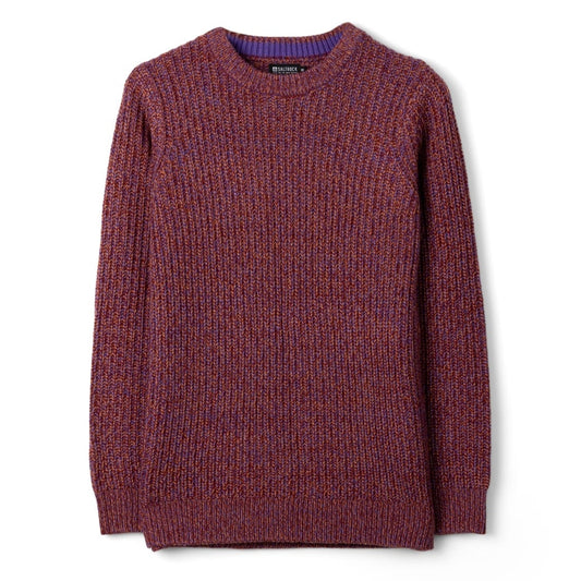 Front view of a womens Saltrock Lucy crew neck longline knitted jumper in purple.
