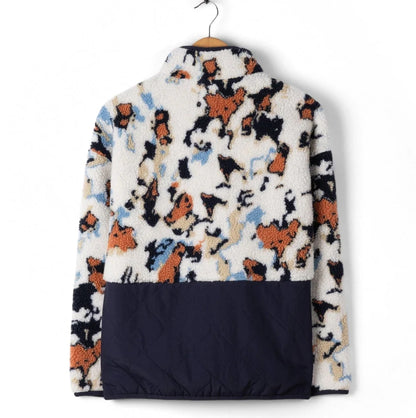 Patterned Saltrock Folie fleece with a dark blue base on a white background