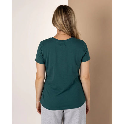 Saltrock womens Velator t-shirt in Dark Teal back view on model showing short sleeve crew neck fit
