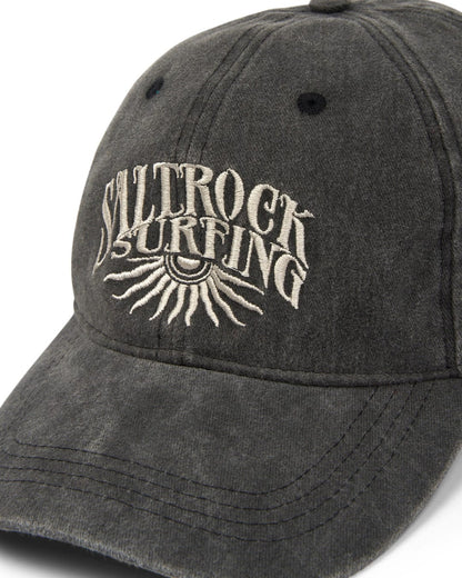 Adults Sunburst cap from Saltrock in washed look Dark Grey with embroidered sunburst logo.