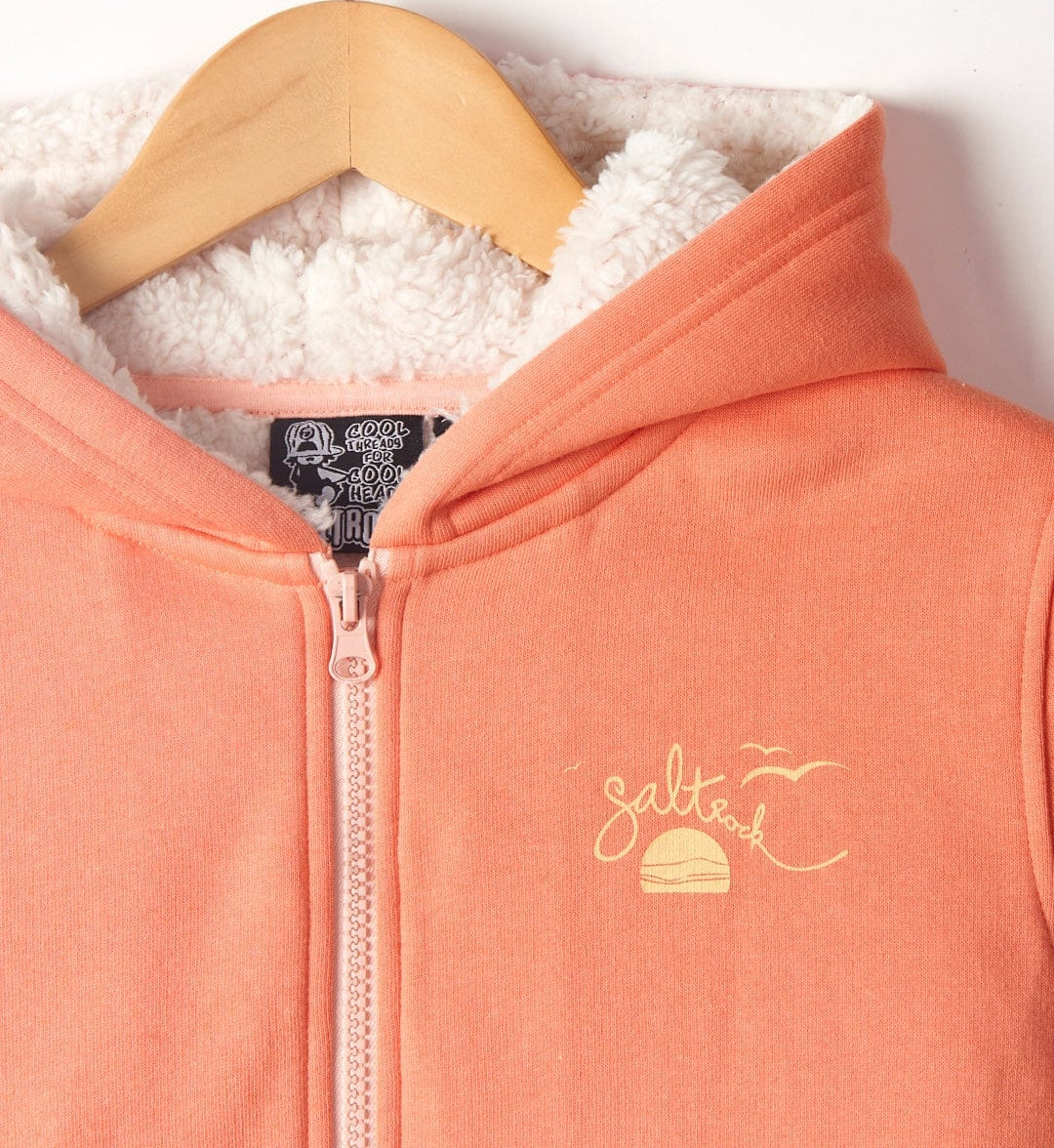 Saltrock Kids Waveline Faux Fur Lined Zip Hoodie Light Orange