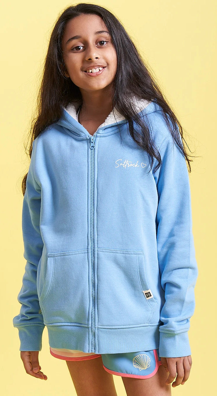 Saltrock Kids Mermaid Surf Fur Lined Zip Hoodie Light Blue