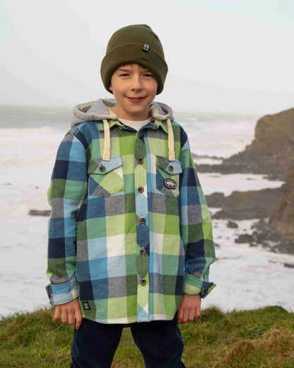 Saltrock Kids Hawkins Hooded Check Shirt - Blue