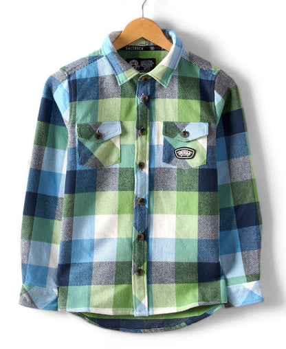 Saltrock Kids Hawkins Hooded Check Shirt - Blue