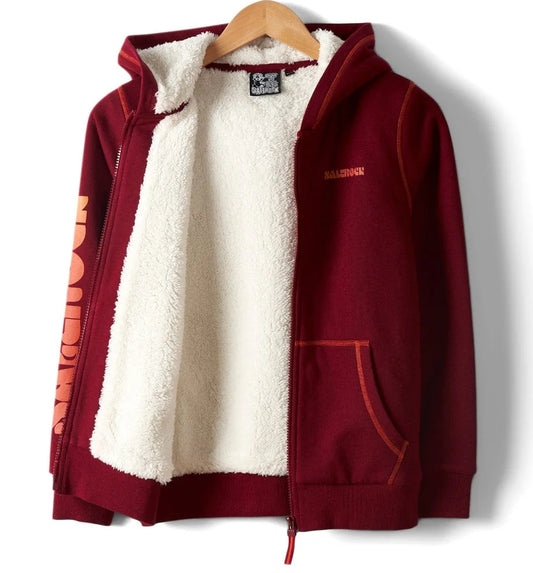 Saltrock Kids Depeche Sherpa Lined Hoodie - Dark Red