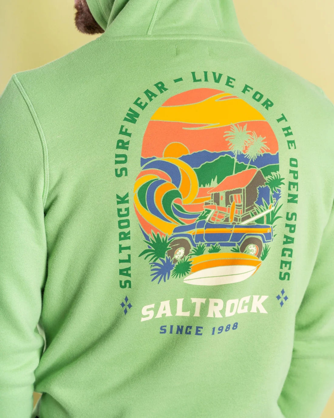 Saltrock Mens Atlantic Adventure Pop Hoodie - Green