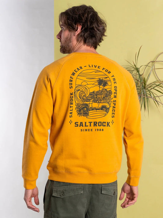 Saltrock Mens Atlantic Adventure Raglan Sweatshirt - Gold Yellow