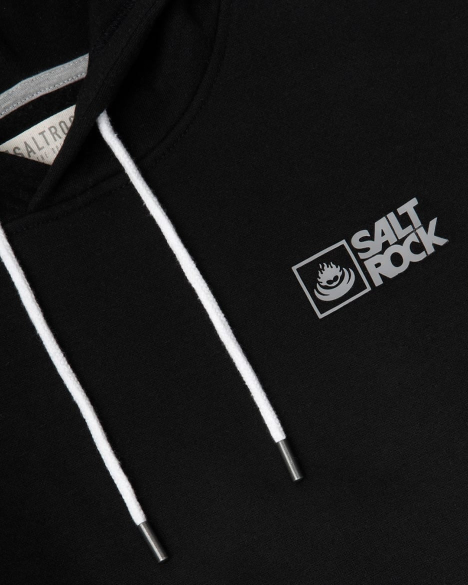 Saltrock men's pop hoodie in plain Black with small logo on the chest.