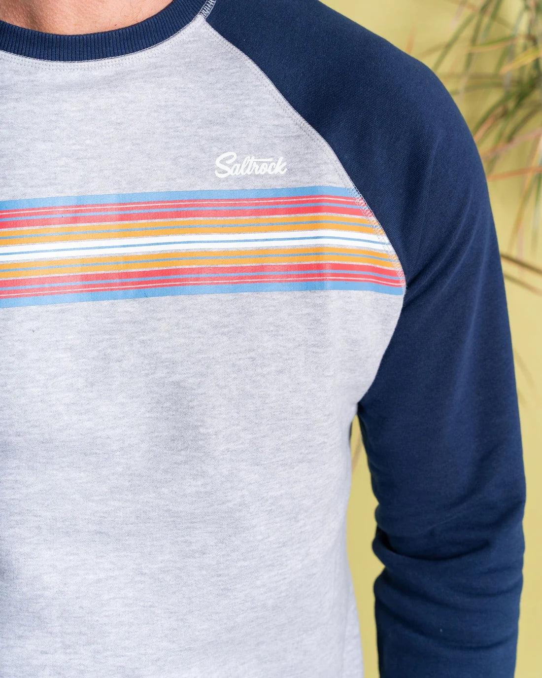 Saltrock Mens Classic Stripe Raglan Sweatshirt - Blue / Grey