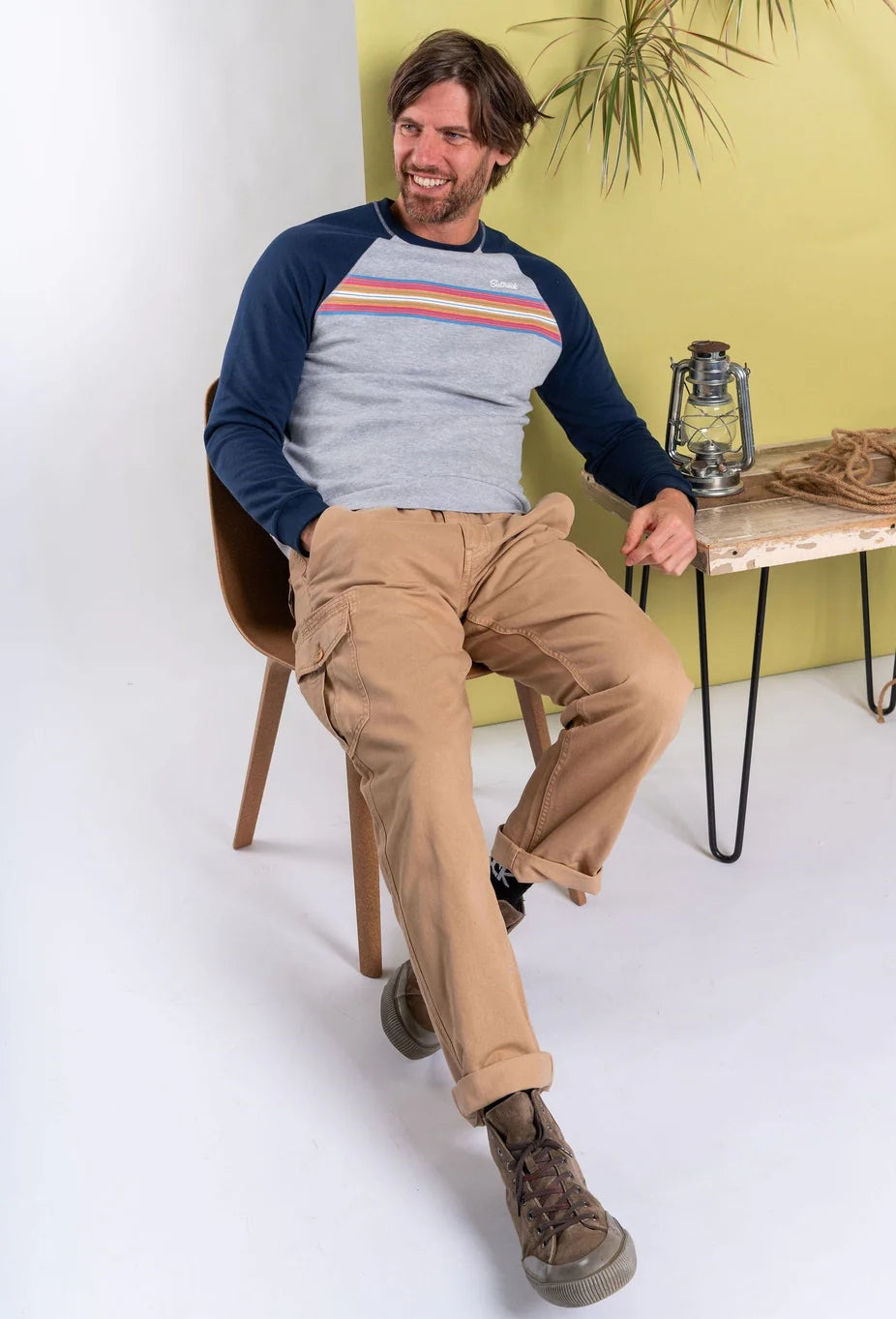 Saltrock Mens Classic Stripe Raglan Sweatshirt - Blue / Grey