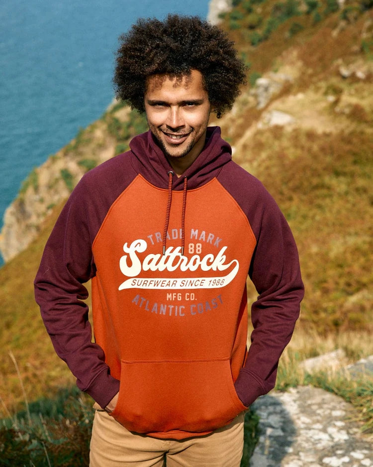 Saltrock Mens Home Run Raglan Pop Hoodie - Red