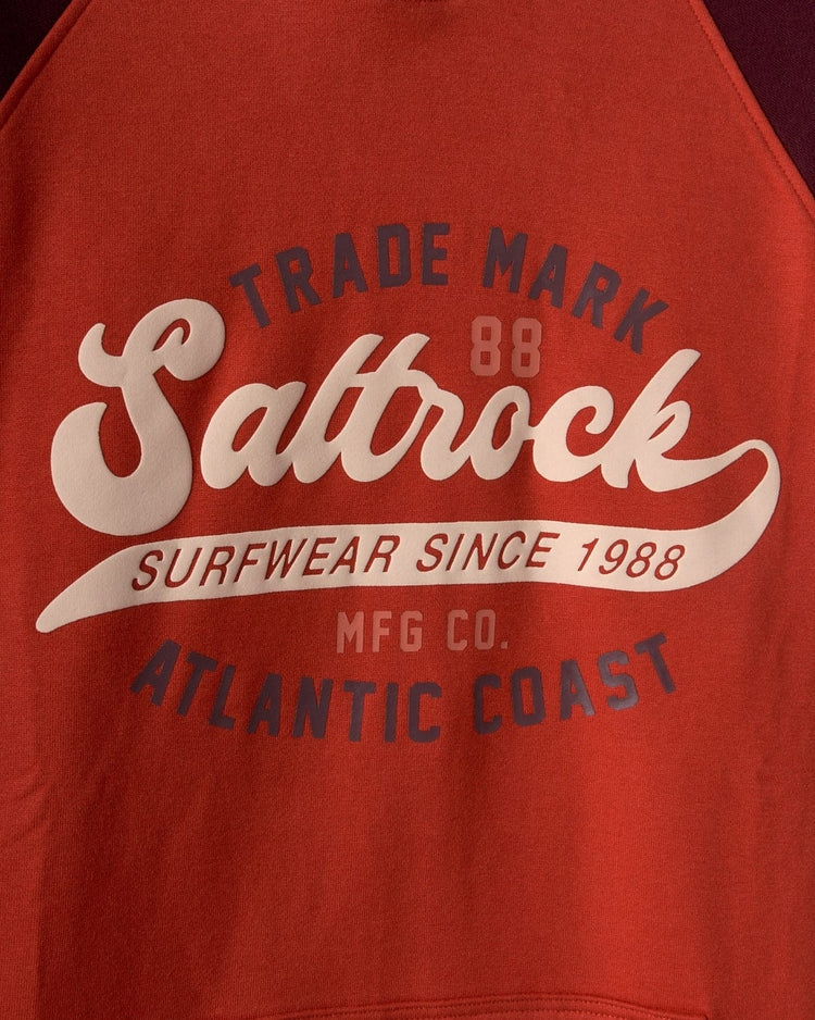 Saltrock Mens Home Run Raglan Pop Hoodie - Red