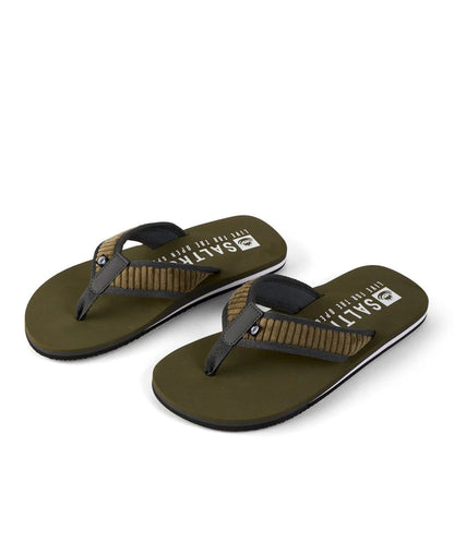 Saltrock Mens Lines Corduroy Flip Flops - Green