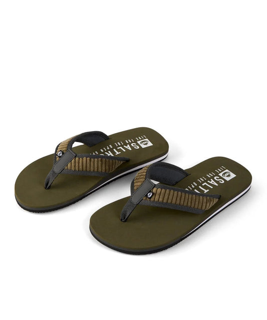 Saltrock Mens Lines Corduroy Flip Flops - Green