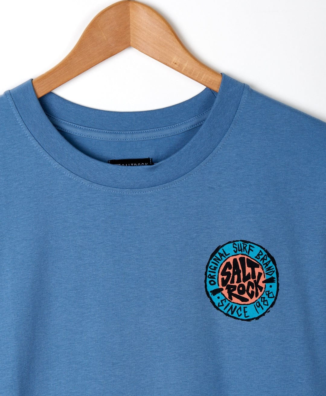 Original SR retro logo print men's t-shirt from Saltrock in Blue.