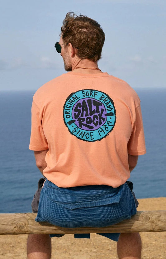 Saltrock men's Original SR circular logo print t-shirt in Peach.