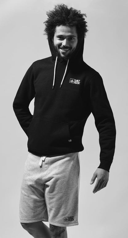Men's Black popover style hooded sweatshirt from Saltrock.