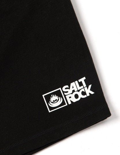 Men's Original sweat shorts in Black from Saltrock with printed logo on one leg.