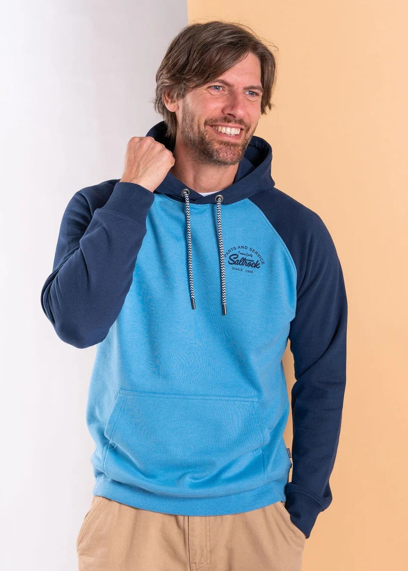 Saltrock Mens Strike Logo Raglan Pop Hoodie - Blue