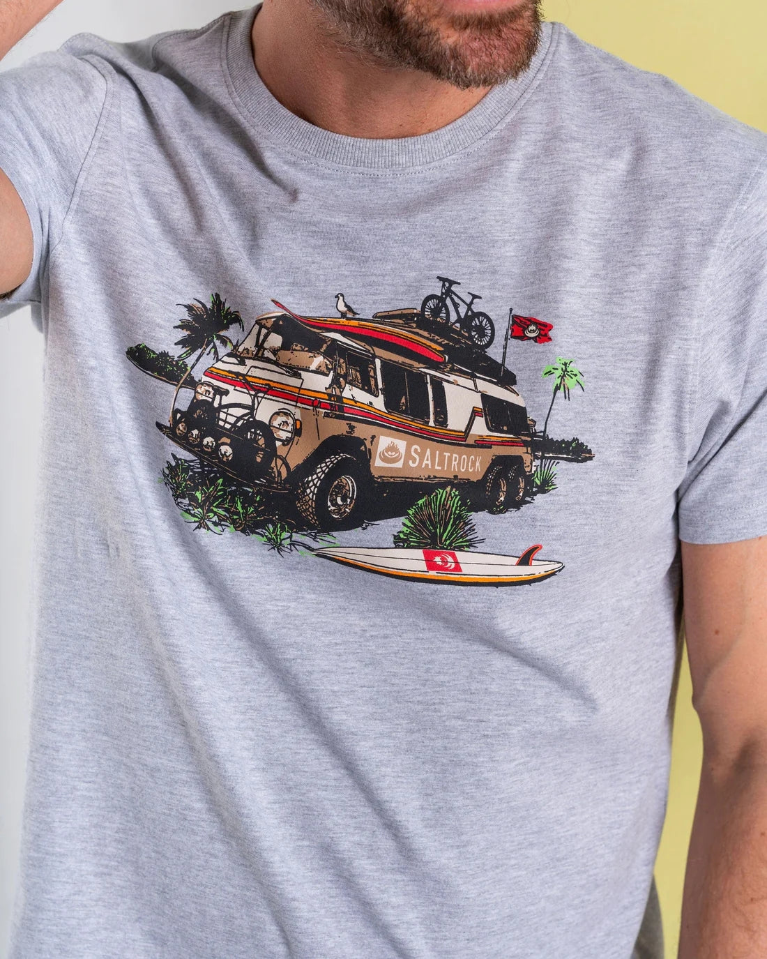 Saltrock Mens Retro Camper Short Sleeve T-Shirt - Grey
