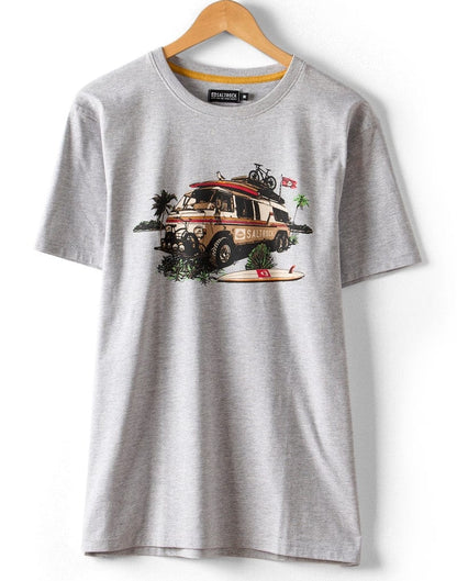 Saltrock Mens Retro Camper Short Sleeve T-Shirt - Grey