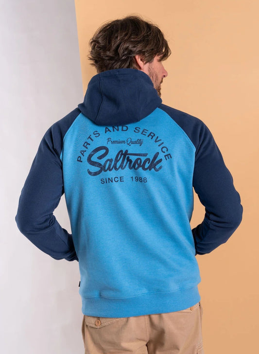 Saltrock Mens Strike Logo Raglan Pop Hoodie - Blue